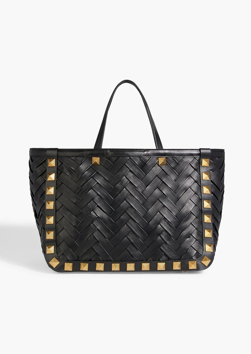 Valentino Garavani - Roman Stud woven leather tote - Black - OneSize