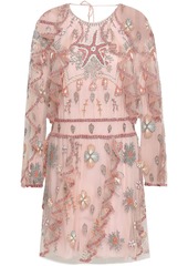 Valentino Garavani - Embellished ruffled tulle mini dress - Pink - IT 44