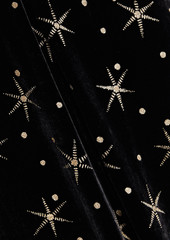 Valentino Garavani - Ruffled glittered velvet midi dress - Black - IT 40