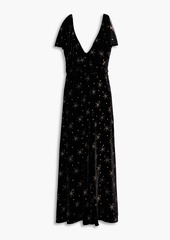 Valentino Garavani - Ruffled glittered velvet midi dress - Black - IT 40