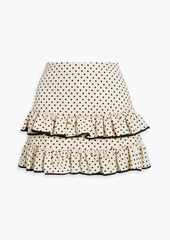 Valentino Garavani - Ruffled polka-dot wool and silk-blend crepe mini skirt - White - IT 38