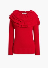 Valentino Garavani - Ruffled wool and cashmere-blend sweater - Red - L