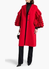 Valentino Garavani - Ruffled wool and cashmere-felt coat - Red - IT 40