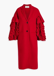 Valentino Garavani - Ruffled wool and cashmere-felt coat - Red - IT 40
