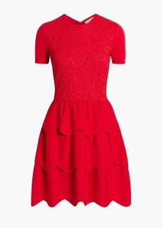 Valentino Garavani - Scalloped corded lace and wool mini dress - Red - S
