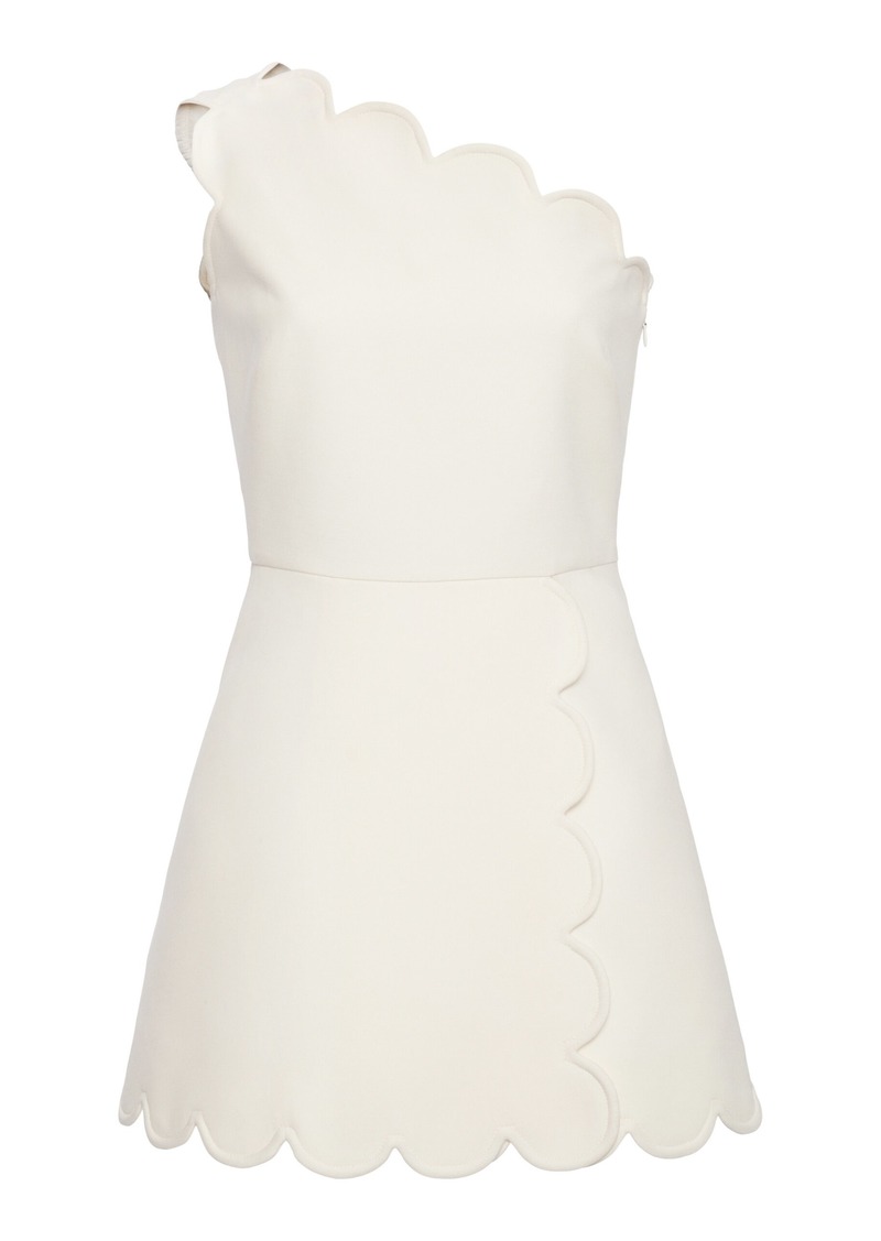 Valentino Garavani - Scalloped Wool-Silk Crepe Mini Dress - White - IT 40 - Moda Operandi