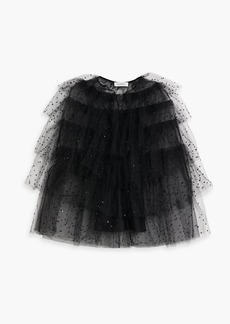 Valentino Garavani - Sequin-embellished tiered point d'esprit top - Black - IT 40