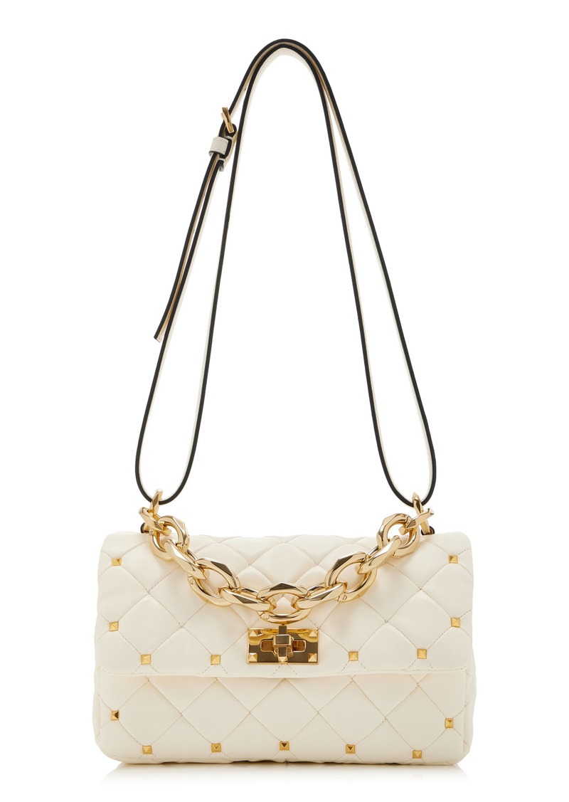 Valentino Garavani - Small Rockstud Spike Quilted Leather Shoulder Bag - White - OS - Moda Operandi