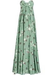 Valentino Garavani - Strapless bow-detailed floral-print silk crepe de chine gown - Green - IT 38