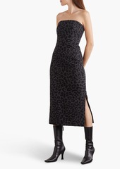 Valentino Garavani - Strapless leopard-jacquard wool midi dress - Gray - IT 36