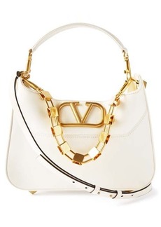 Valentino Garavani - Stud Sign V-logo Leather Shoulder Bag - Womens - White