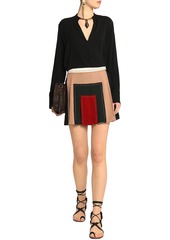 Valentino Garavani - Studded color-block silk crepe de chine mini skirt - Multicolor - IT 40