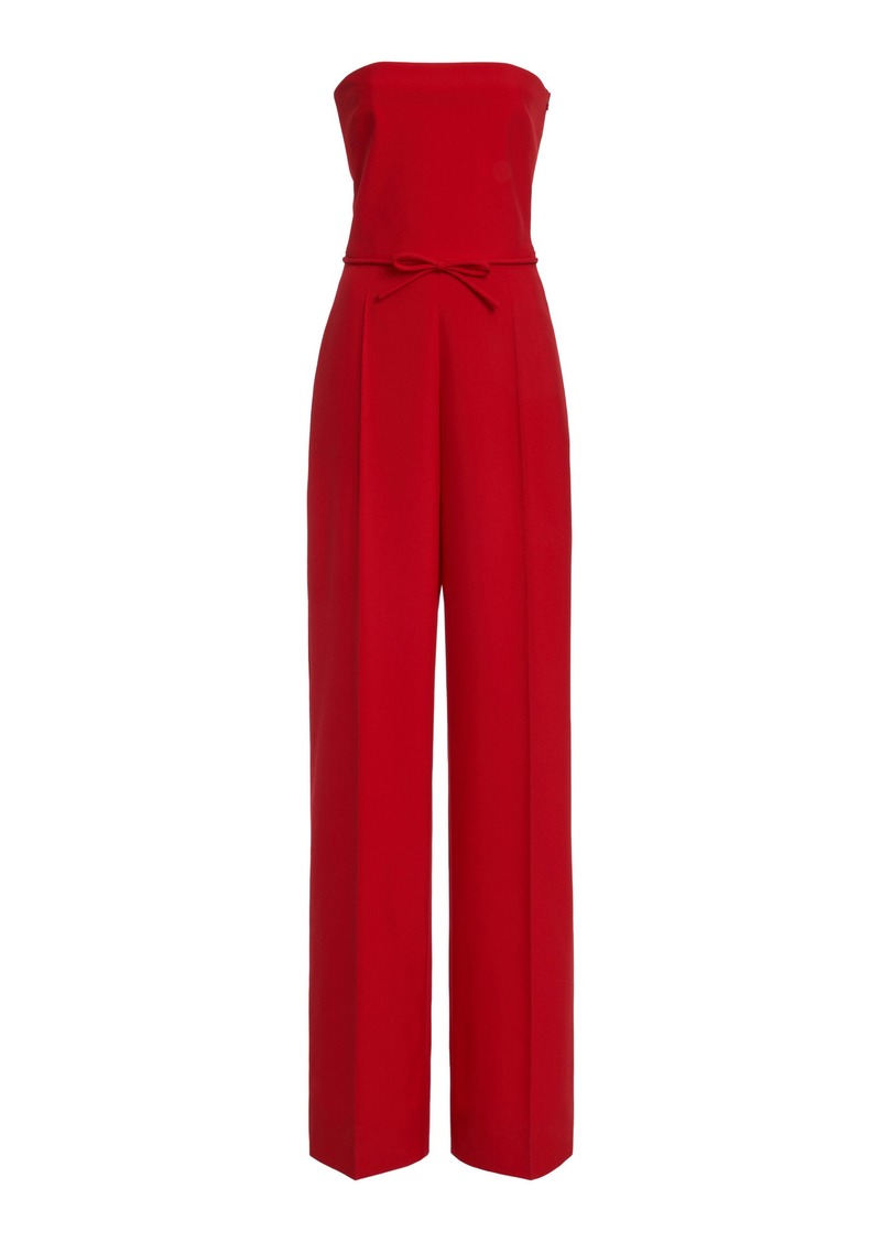 Valentino Garavani - Tailored Strapless Wool Crepe Jumpsuit - Red - IT 42 - Moda Operandi