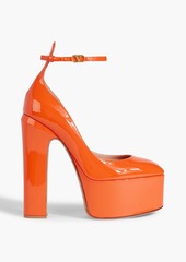 Valentino Garavani - Tan-Go 155 patent-leather platform pumps - Orange - EU 38.5