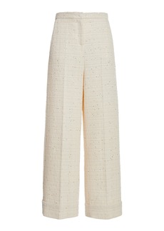 Valentino Garavani - Textured Tweed Wide-Leg Pants - White - IT 42 - Moda Operandi