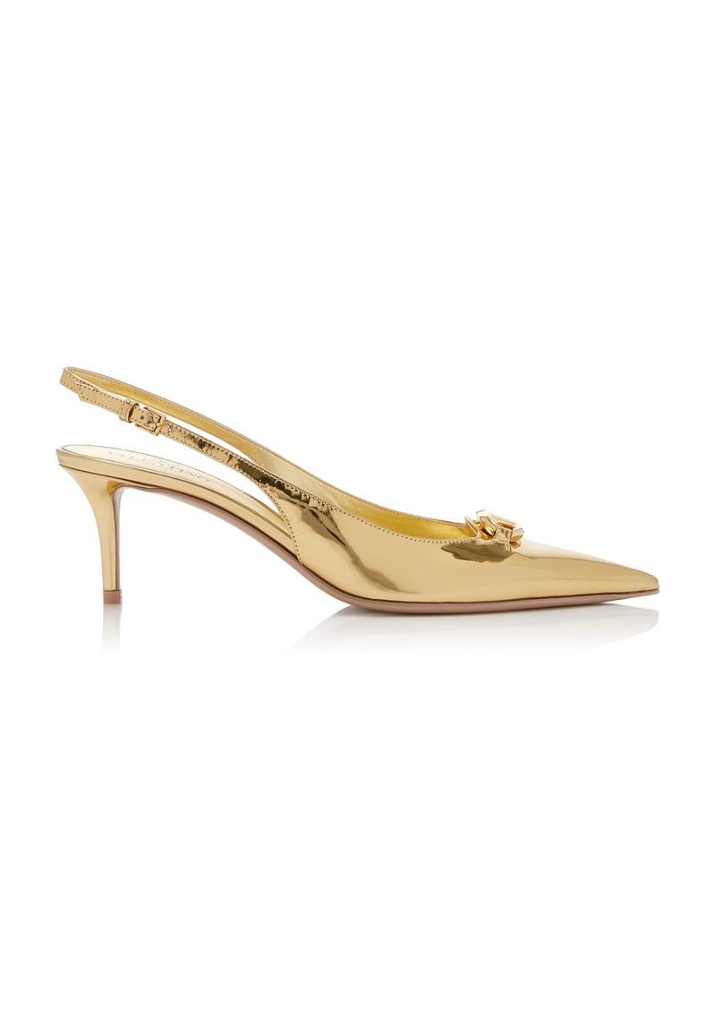 Valentino Garavani - The Bold Edition Leather Slingback Pumps - Gold - IT 38 - Moda Operandi