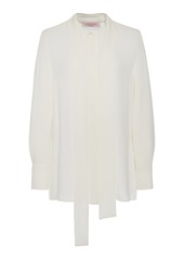 Valentino Garavani - Tie-Detailed Silk Chiffon Top - Black - IT 50 - Moda Operandi