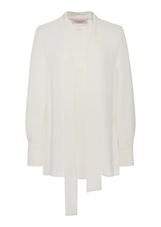 Valentino Garavani - Tie-Detailed Silk Chiffon Top - White - IT 36 - Moda Operandi