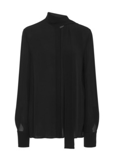 Valentino Garavani - Tie-Detailed Silk Chiffon Top - Black - IT 50 - Moda Operandi