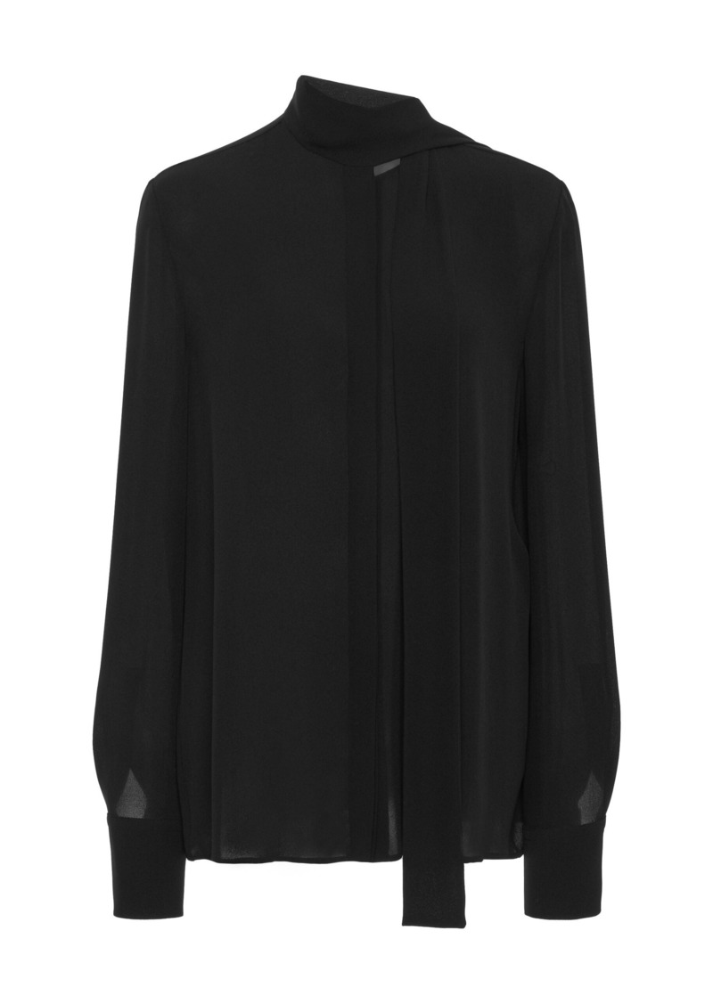 Valentino Garavani - Tie-Detailed Silk Chiffon Top - Black - IT 50 - Moda Operandi