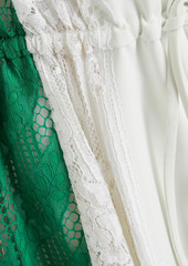 Valentino Garavani - Two-tone lace-paneled jersey mini dress - Green - IT 36