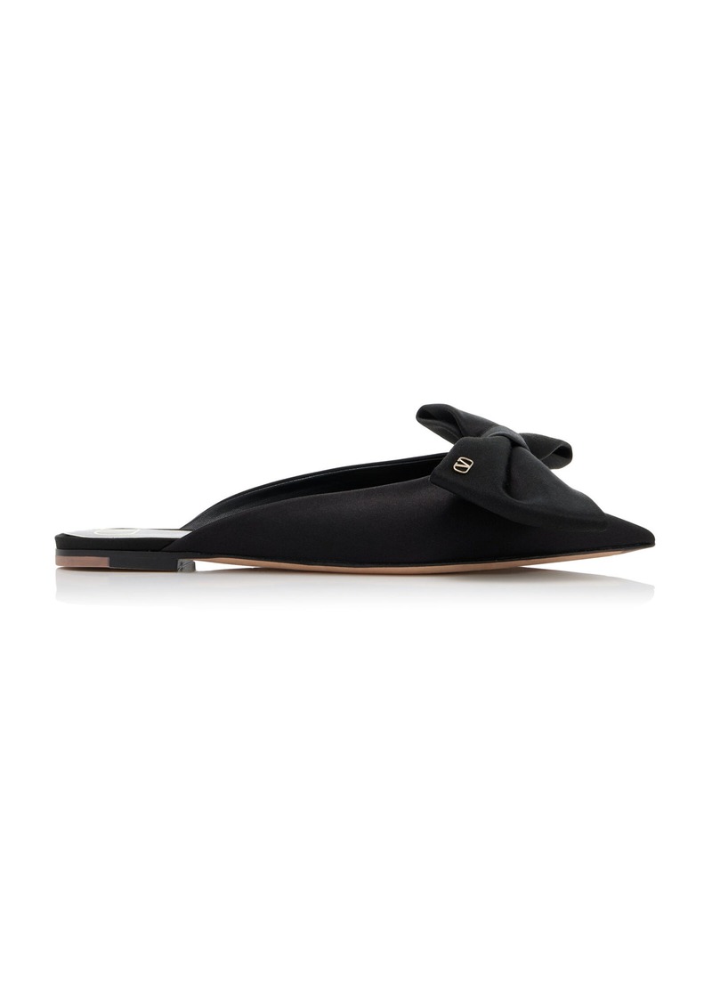 Valentino Garavani - Unchateau Satin Bow Flats - Black - IT 37.5 - Moda Operandi