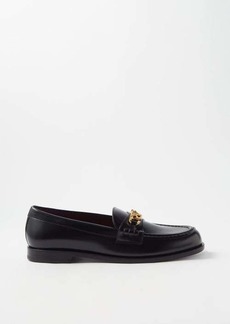 Valentino Garavani - V-logo Chain Leather Loafers - Womens - Black