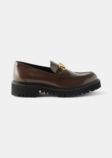 Valentino Garavani - V-logo Leather Loafers - Womens - Brown