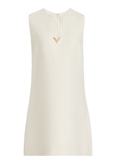 Valentino Garavani - V-Neck Wool-Silk Mini Dress - White - IT 42 - Moda Operandi