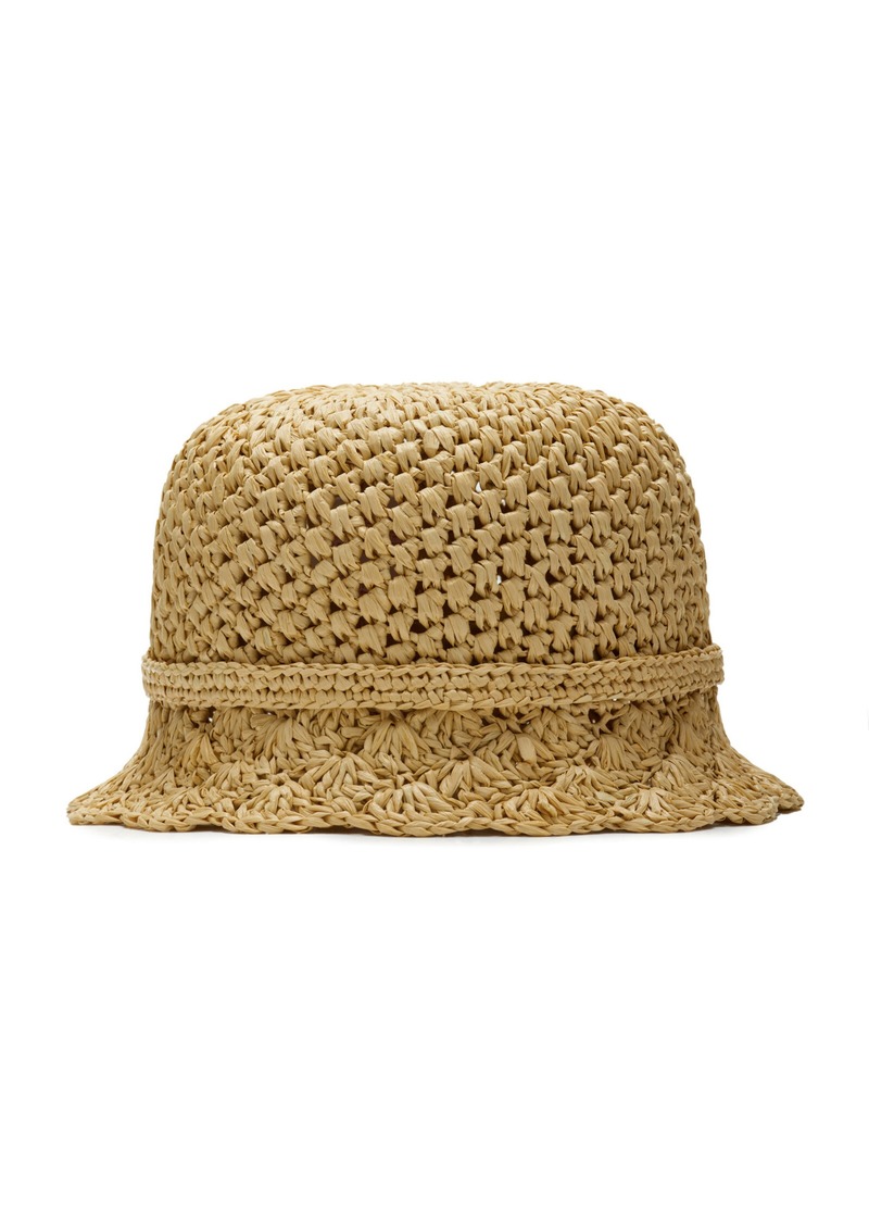 Valentino Garavani - VLogo Crocheted-Raffia Bucket Hat - Neutral - S/M - Moda Operandi