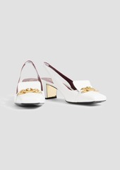 Valentino Garavani - VLOGO Chain leather slingback pumps - White - EU 36