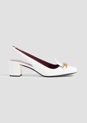 Valentino Garavani - VLOGO Chain leather slingback pumps - White - EU 36