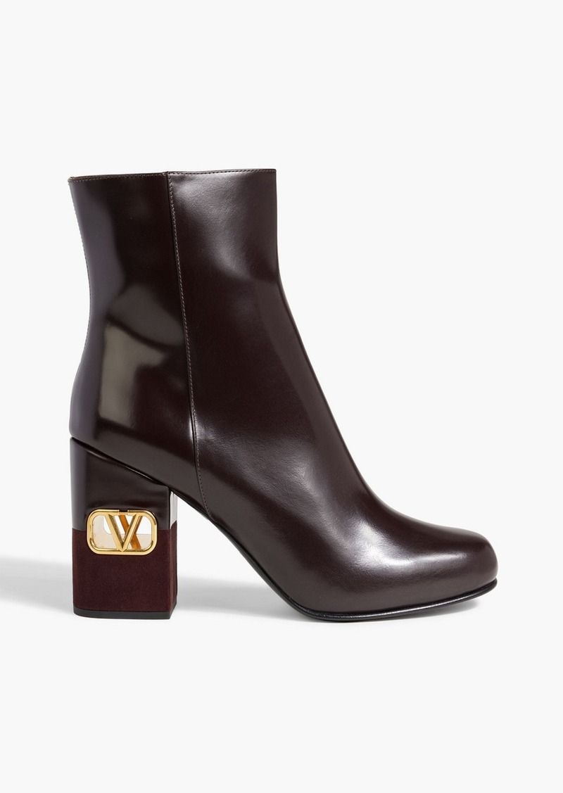 Valentino Garavani - VLOGO leather ankle boots - Purple - EU 39