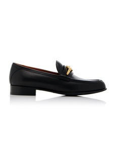 Valentino Garavani - VLogo Leather Loafers - Black - IT 37 - Moda Operandi