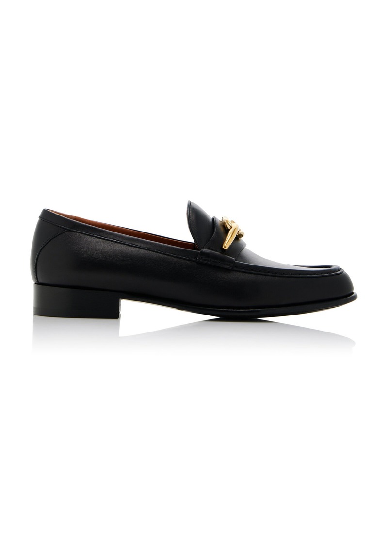 Valentino Garavani - VLogo Leather Loafers - Black - IT 37 - Moda Operandi