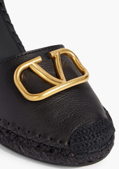 Valentino Garavani - VLOGO leather wedge espadrilles - Black - EU 36