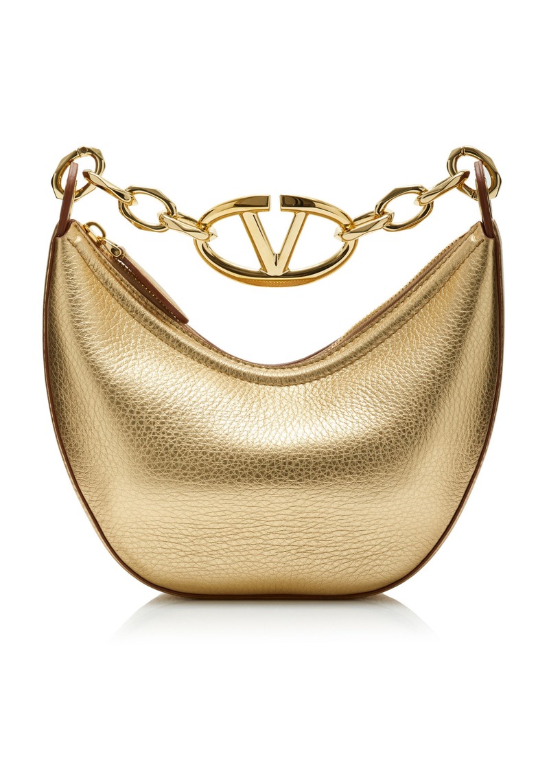 Valentino Garavani - VLogo Metallic-Leather Mini Hobo - Gold - OS - Moda Operandi