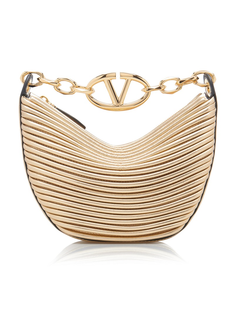 Valentino Garavani - Vlogo Moon Bag Mini Leather Hobo Bag - Neutral - OS - Moda Operandi