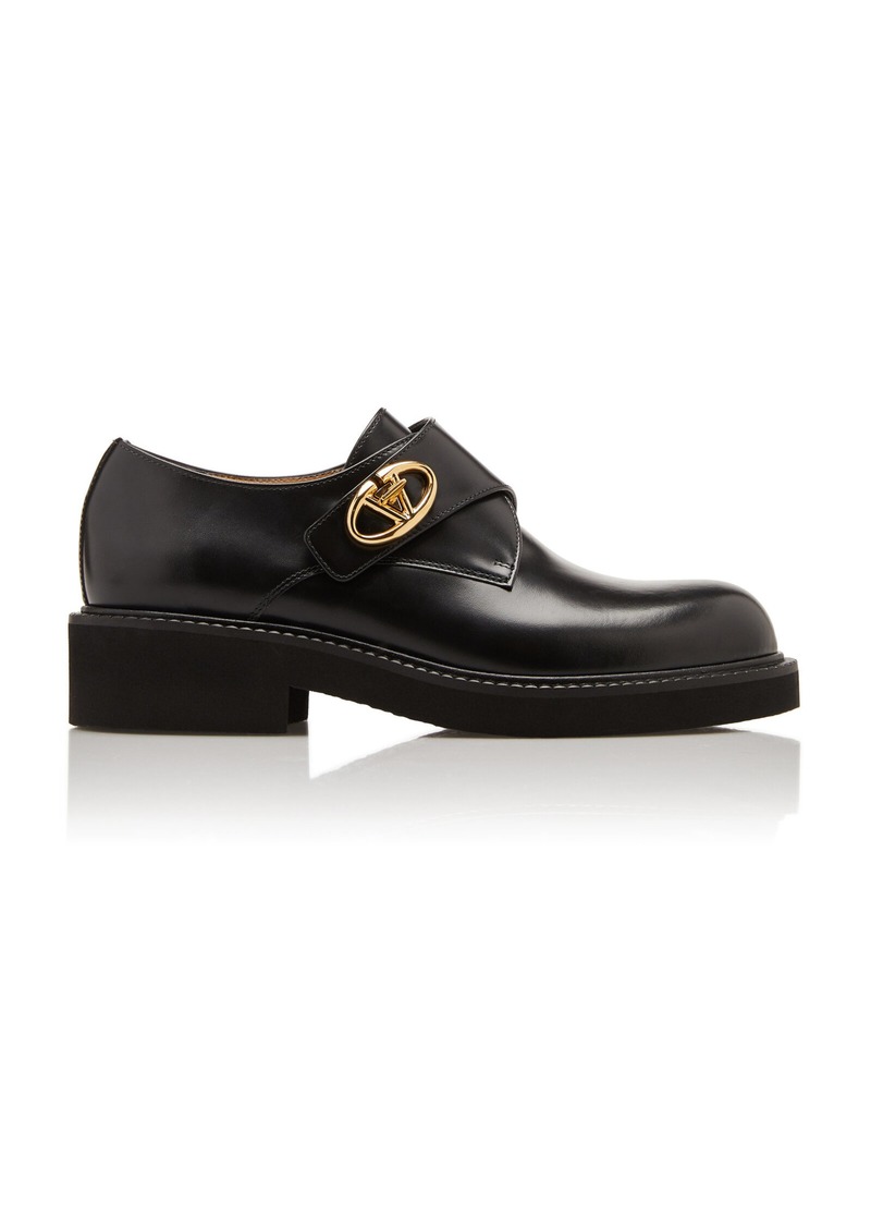 Valentino Garavani - Vlogo Single Monk Leather Loafers - Black - IT 37.5 - Moda Operandi