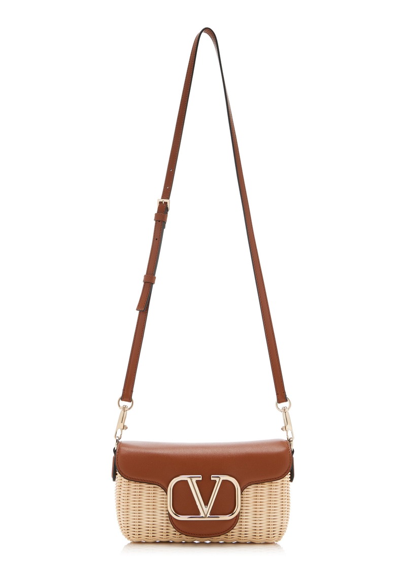 Valentino Garavani - VLogo Wicker Shoulder Bag - Brown - OS - Moda Operandi