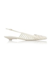 Valentino Garavani - Wispy Rockstud Leather Slingback Flats - White - IT 40.5 - Moda Operandi