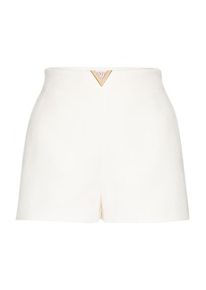Valentino Garavani - Wool-Crepe Crepe V-Logo Shorts  - Ivory - IT 40 - Moda Operandi