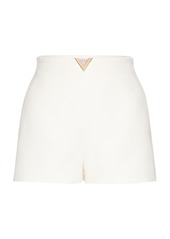 Valentino Garavani - Wool-Crepe Crepe V-Logo Shorts  - Ivory - IT 44 - Moda Operandi