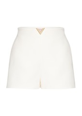 Valentino Garavani - Wool-Crepe Crepe V-Logo Shorts  - Ivory - IT 42 - Moda Operandi