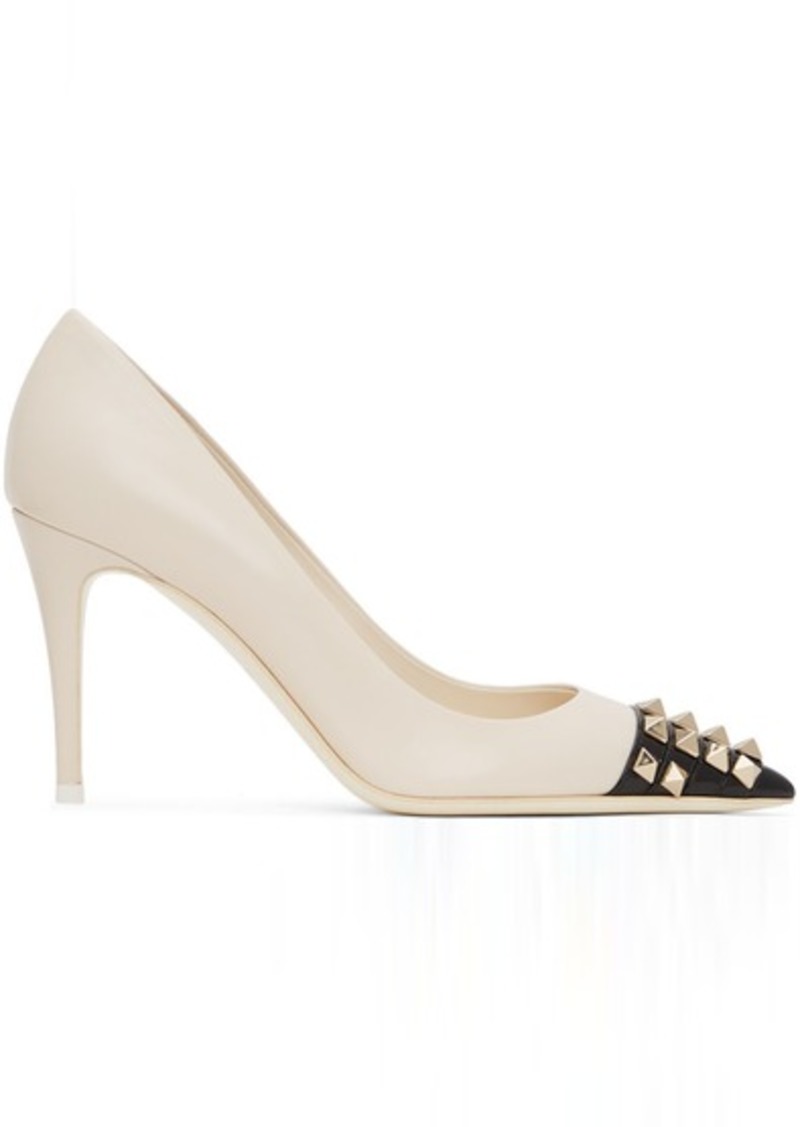 Valentino Garavani Beige & Black Rockstud Alcove Heels