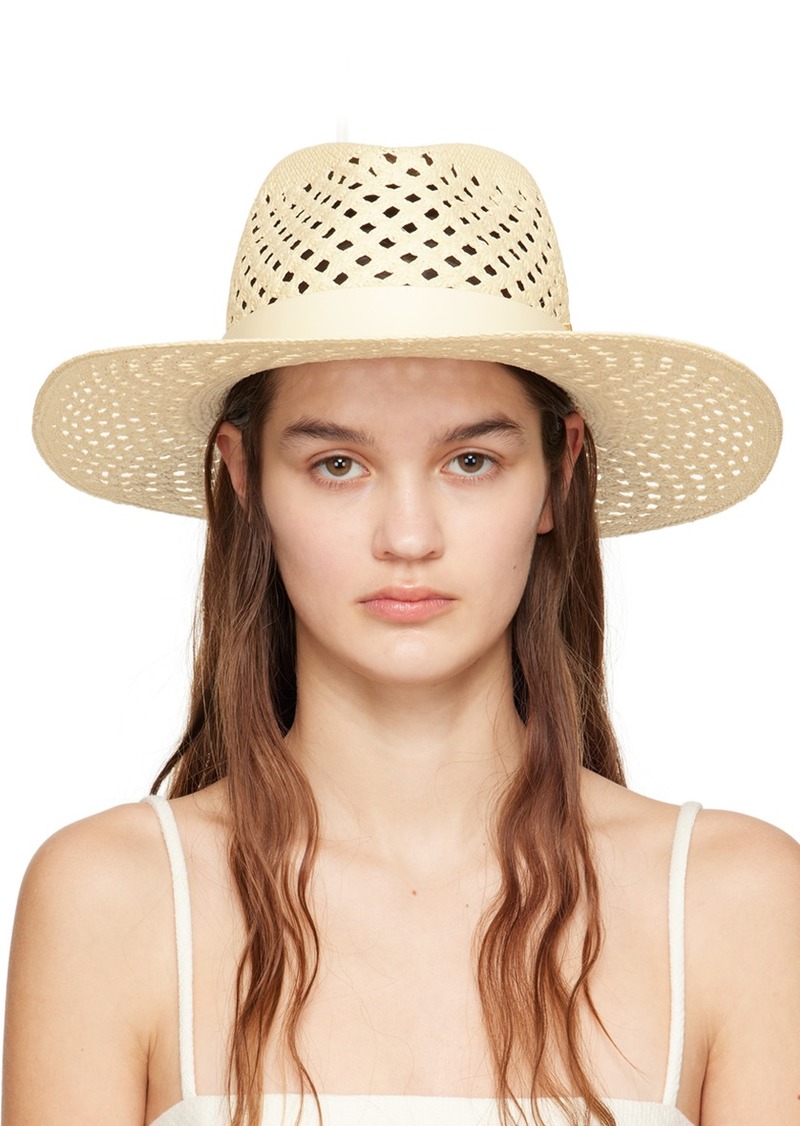 Valentino Garavani Beige Large Brim VLogo Beach Hat