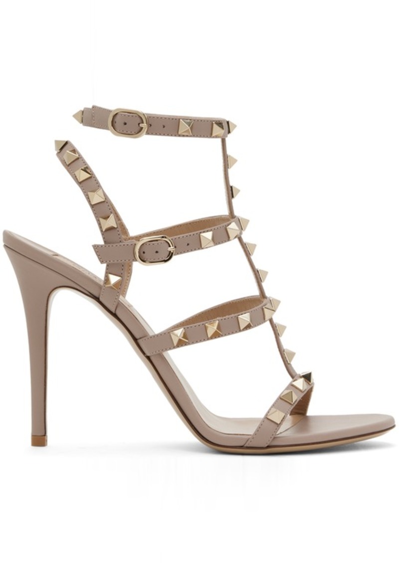 Valentino Garavani Beige Rockstud Heeled Sandals