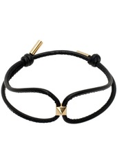 Valentino Garavani Black & Gold Rockstud Leather Bracelet