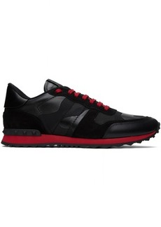 Valentino Garavani Black & Red Rockrunner Sneakers