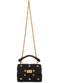 Valentino Garavani Black Knit Medium Roman Stud Bag